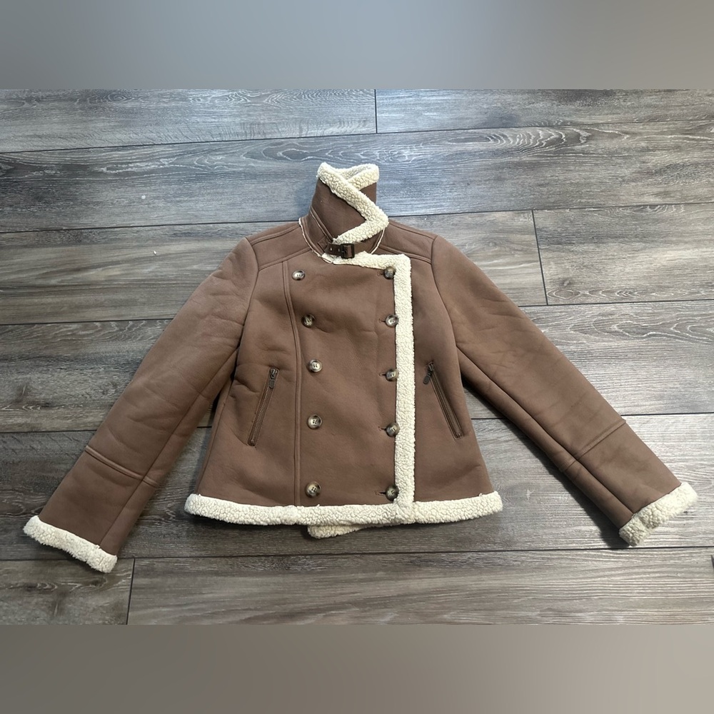 Smart Set Brown Teddy Jacket with Cream Accents/ woman’s size M - Picture 6 of 11